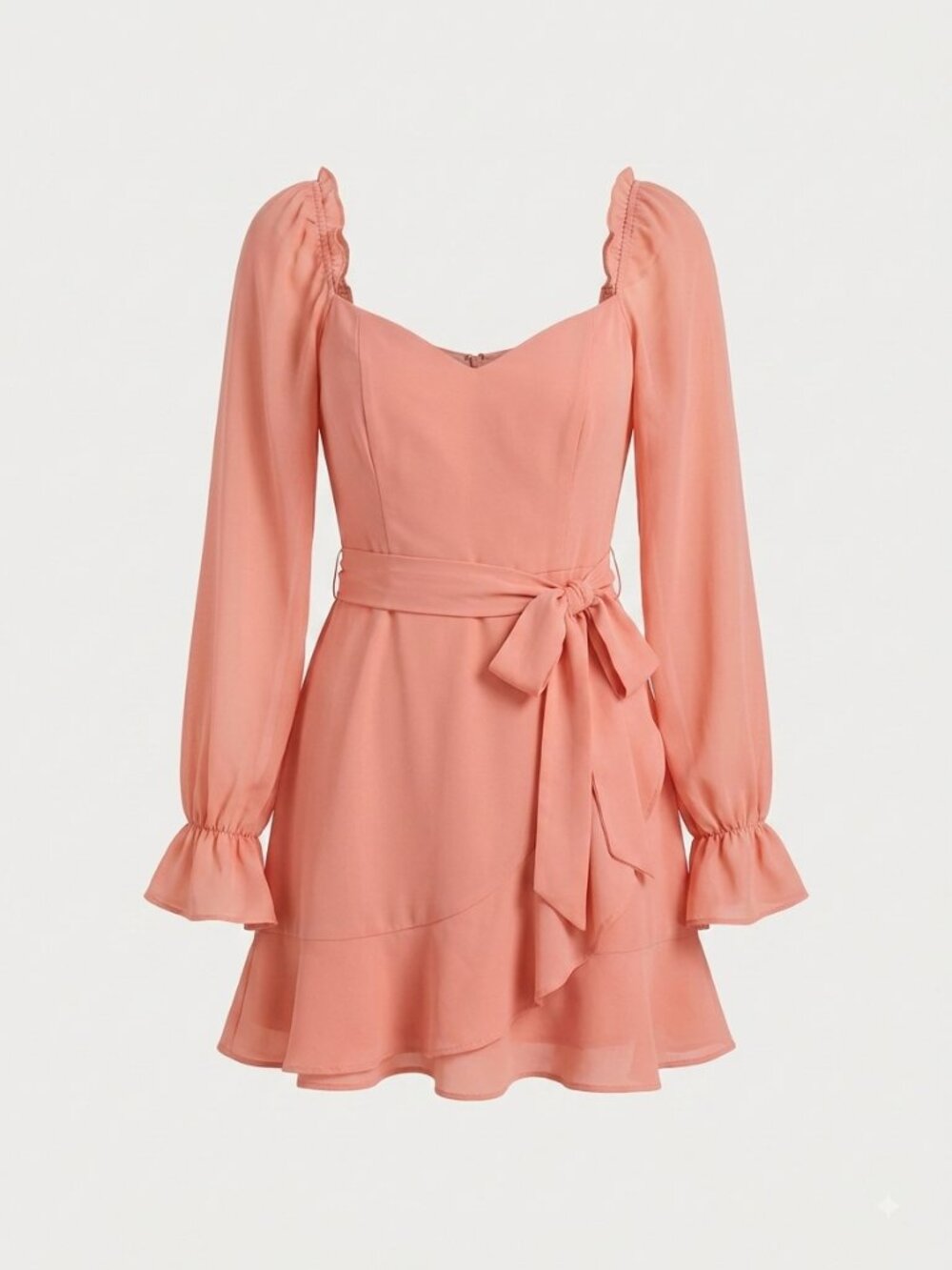 Superdown Coral Ruffle Sleeve Wrap Mini Dress
